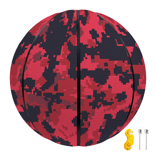 Red And Black Digital Camo Pattern Print Basketball