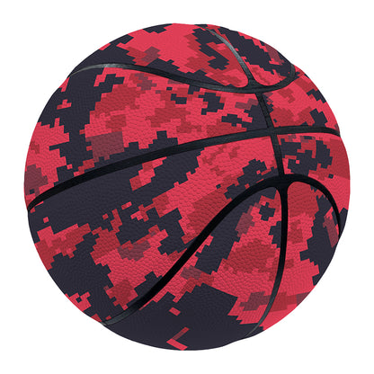 Red And Black Digital Camo Pattern Print Basketball