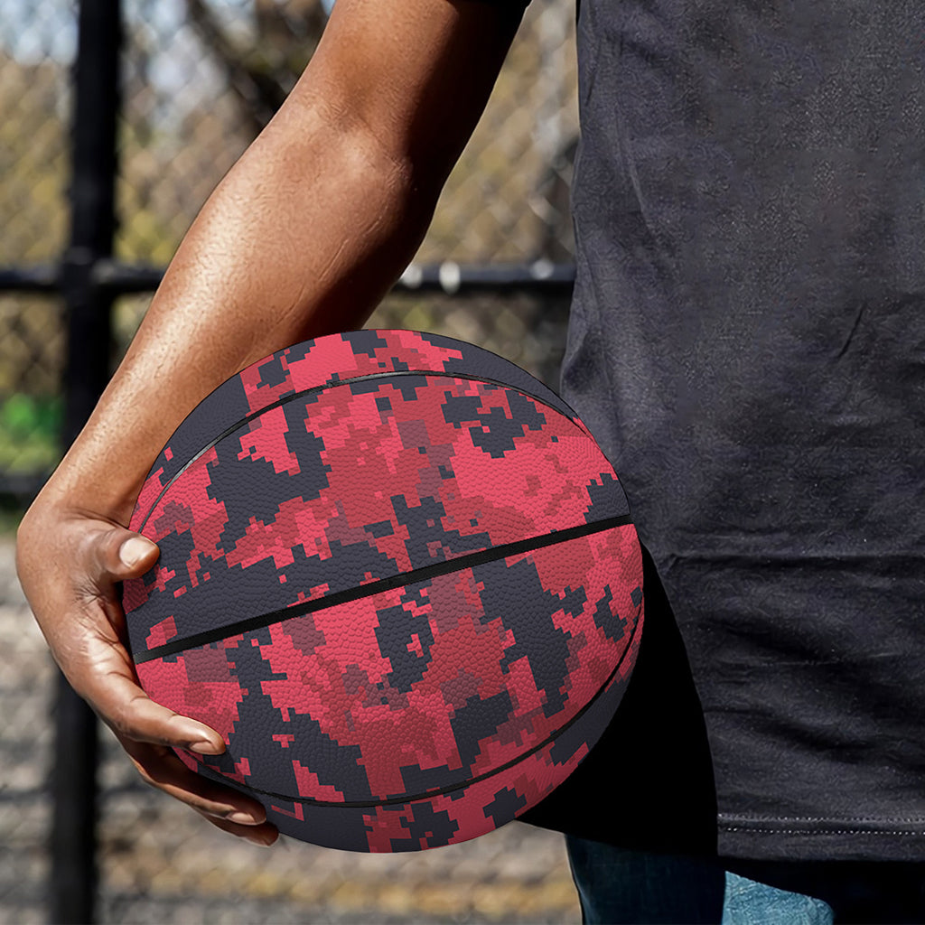 Red And Black Digital Camo Pattern Print Basketball