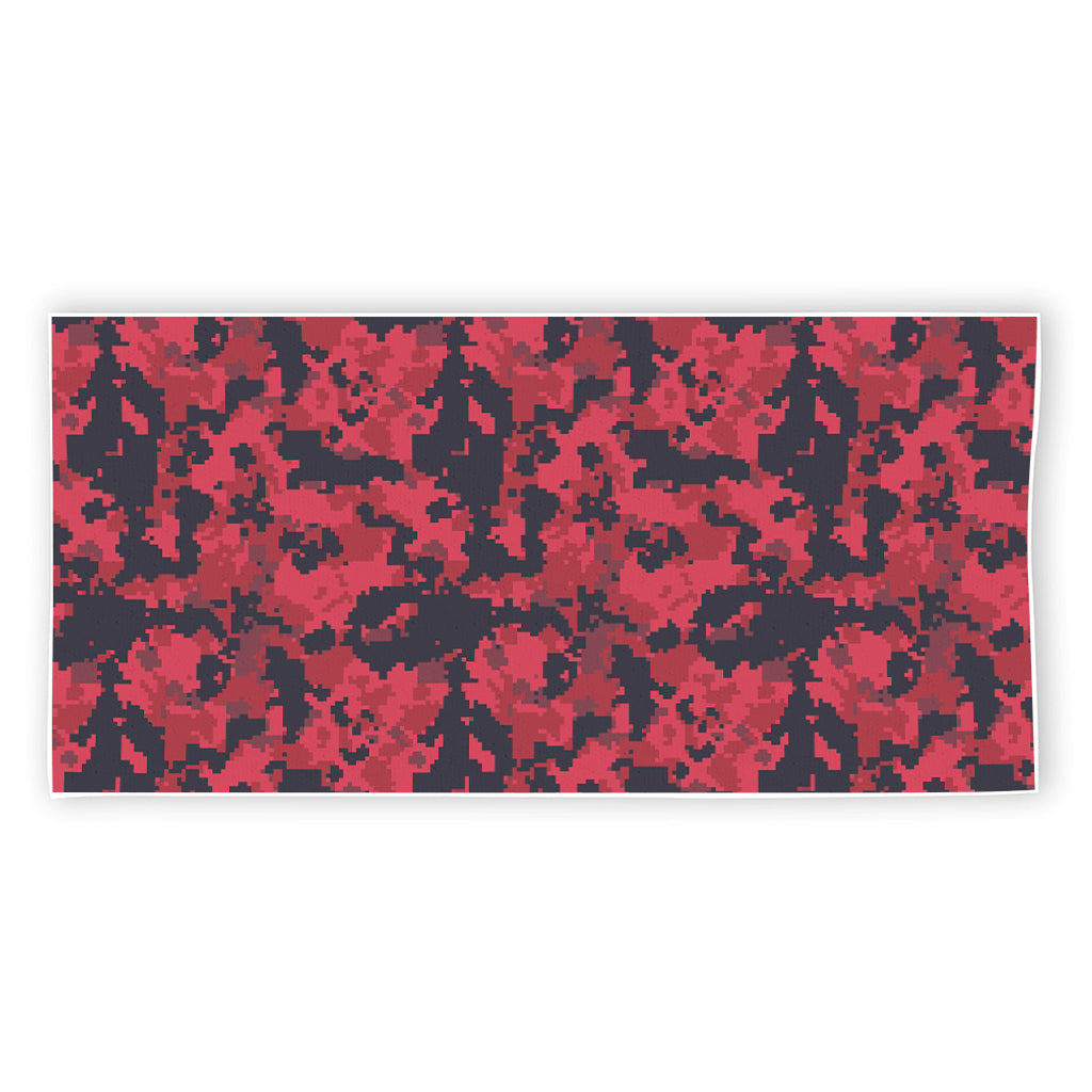 Red And Black Digital Camo Pattern Print Beach Towel