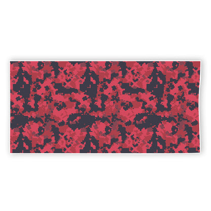 Red And Black Digital Camo Pattern Print Beach Towel