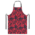 Red And Black Digital Camo Pattern Print Bib Apron With Pocket