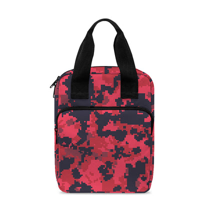 Red And Black Digital Camo Pattern Print Bible Tote Bag