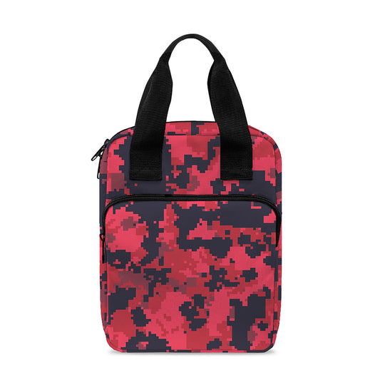 Red And Black Digital Camo Pattern Print Bible Tote Bag