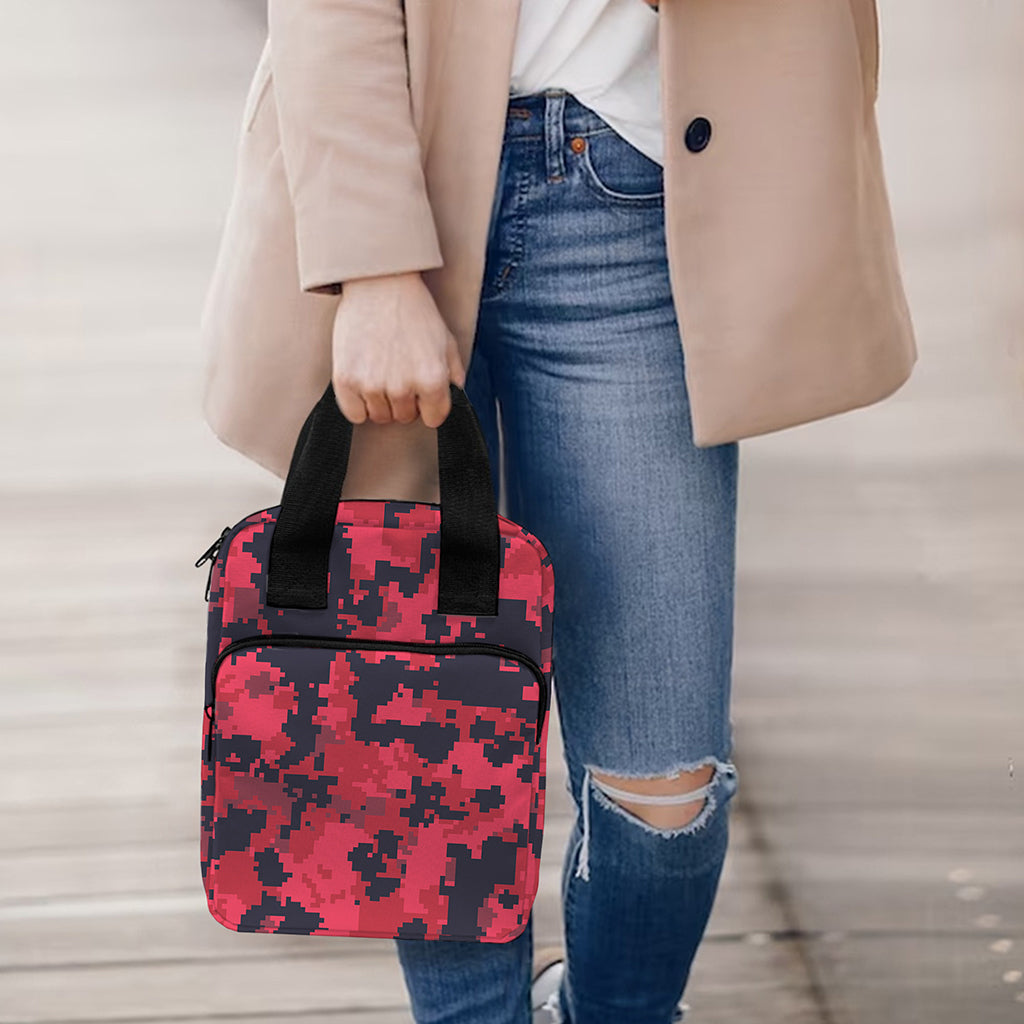 Red And Black Digital Camo Pattern Print Bible Tote Bag