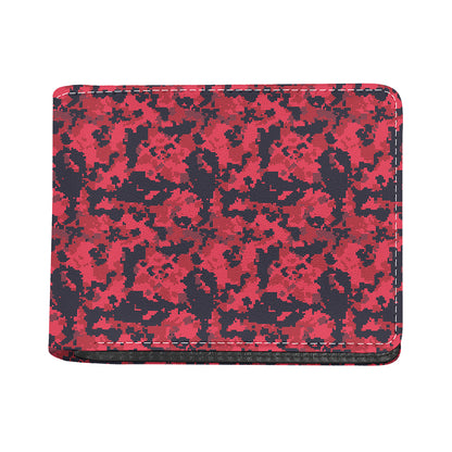 Red And Black Digital Camo Pattern Print Bifold Wallet