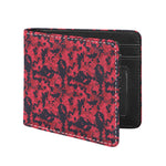 Red And Black Digital Camo Pattern Print Bifold Wallet