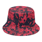 Red And Black Digital Camo Pattern Print Bucket Hat