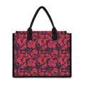 Red And Black Digital Camo Pattern Print Canvas Tote Bag