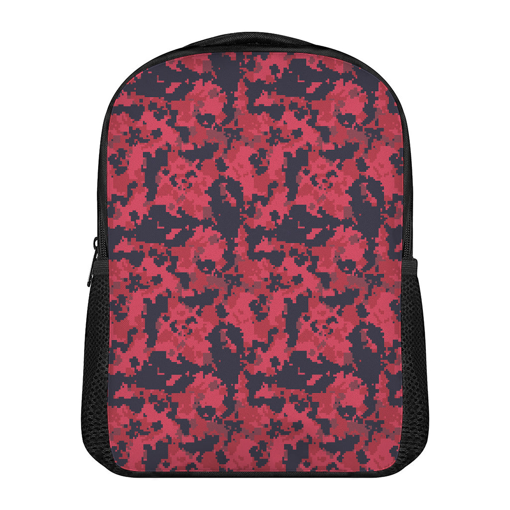 Red And Black Digital Camo Pattern Print Casual Backpack