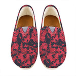 Red And Black Digital Camo Pattern Print Casual Shoes