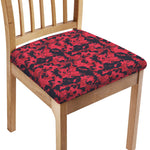 Red And Black Digital Camo Pattern Print Chair Cushion Cover