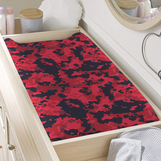 Red And Black Digital Camo Pattern Print Changing Pad Cover