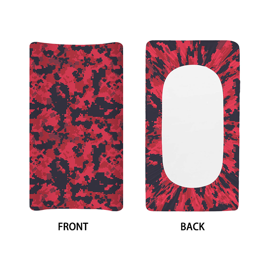 Red And Black Digital Camo Pattern Print Changing Pad Cover