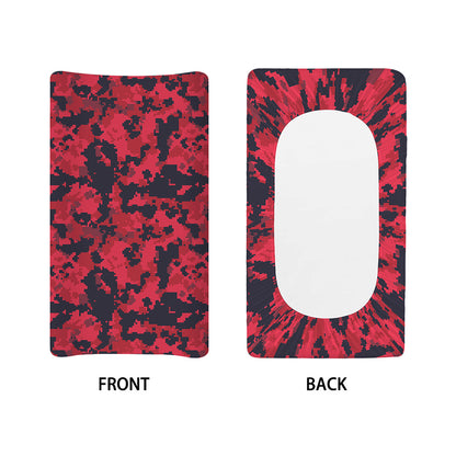 Red And Black Digital Camo Pattern Print Changing Pad Cover