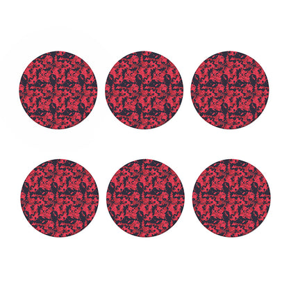 Red And Black Digital Camo Pattern Print Coaster Set