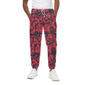 Red And Black Digital Camo Pattern Print Cotton Sweatpants