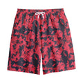 Red And Black Digital Camo Pattern Print Cotton Shorts