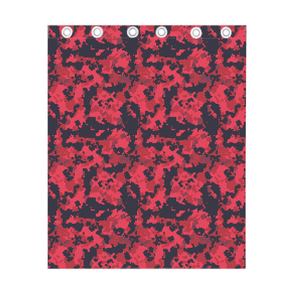 Red And Black Digital Camo Pattern Print Curtain