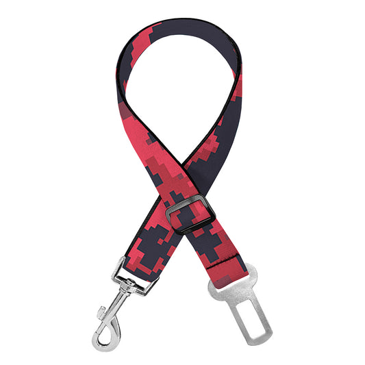 Red And Black Digital Camo Pattern Print Dog Seat Belt