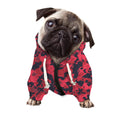 Red And Black Digital Camo Pattern Print Dog Zip Up Hoodie