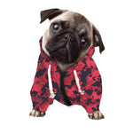 Red And Black Digital Camo Pattern Print Dog Zip Up Hoodie