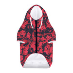 Red And Black Digital Camo Pattern Print Dog Zip Up Hoodie