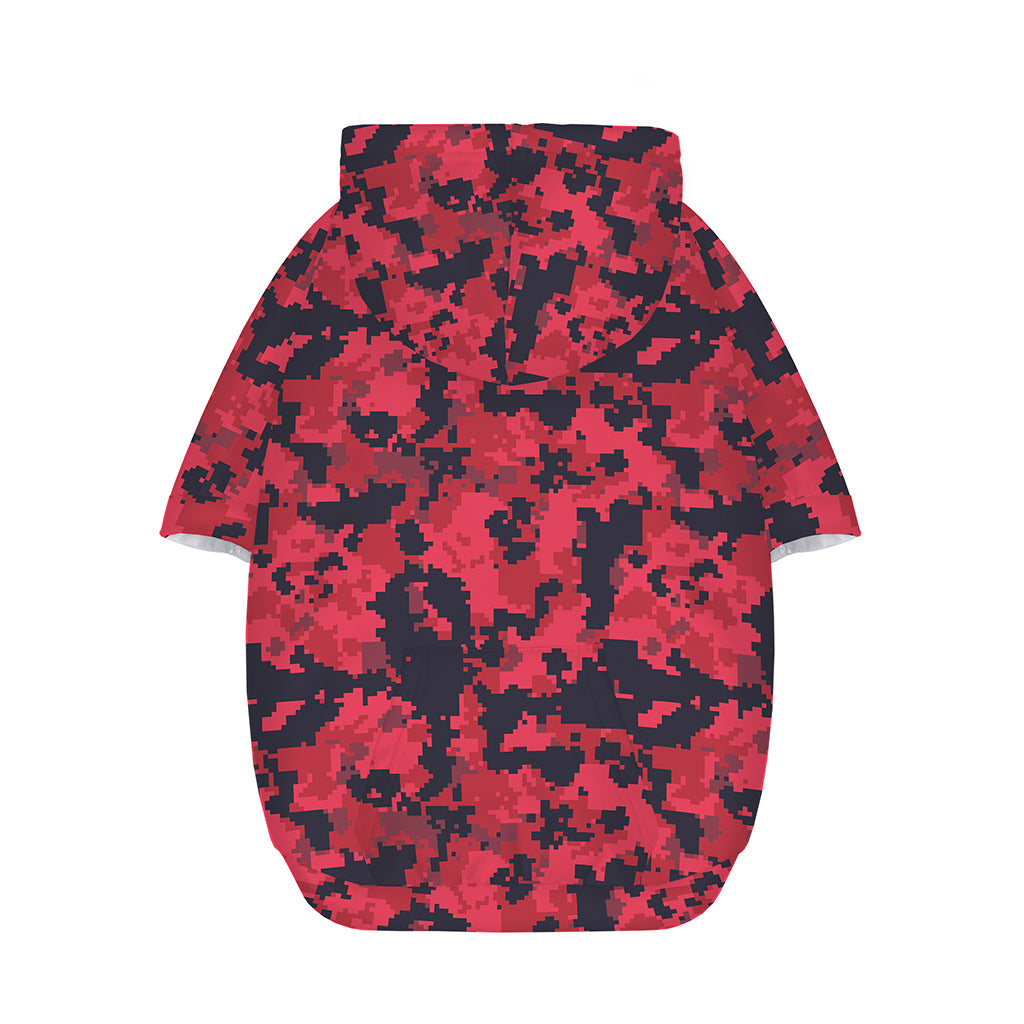 Red And Black Digital Camo Pattern Print Dog Zip Up Hoodie