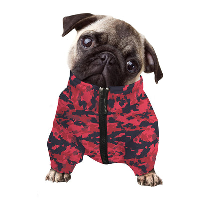 Red And Black Digital Camo Pattern Print Dog Zip Up Jacket