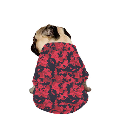 Red And Black Digital Camo Pattern Print Dog Zip Up Jacket