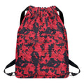 Red And Black Digital Camo Pattern Print Drawstring Backpack