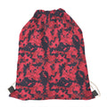 Red And Black Digital Camo Pattern Print Drawstring Bag