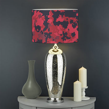 Red And Black Digital Camo Pattern Print Drum Lamp Shade