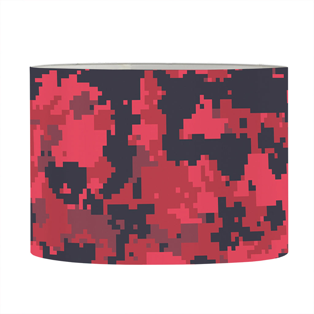 Red And Black Digital Camo Pattern Print Drum Lamp Shade