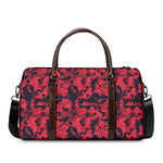 Red And Black Digital Camo Pattern Print Duffle Bag