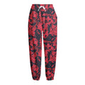 Red And Black Digital Camo Pattern Print Fleece Lined Knit Pants