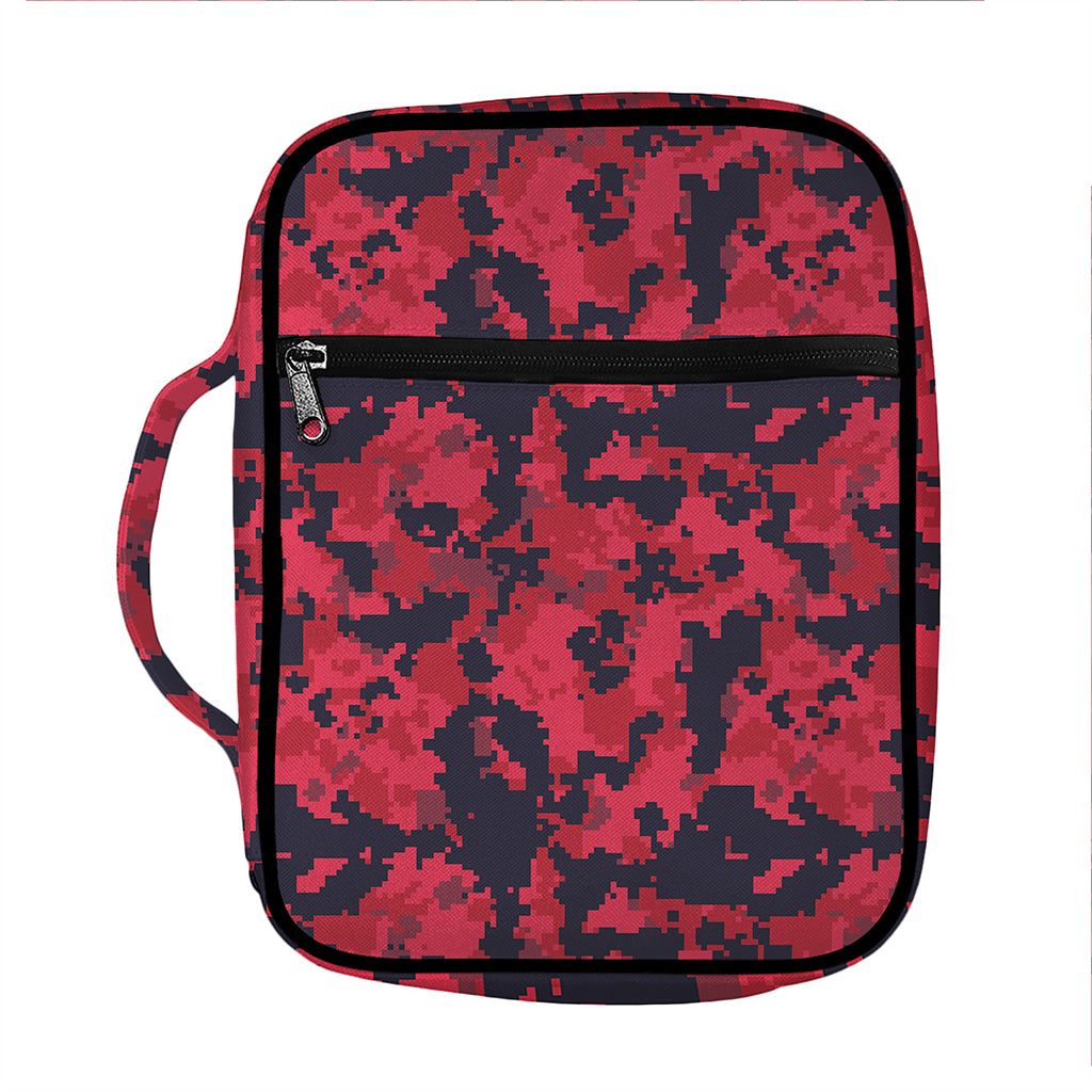 Red And Black Digital Camo Pattern Print Front Pocket Bible Bag
