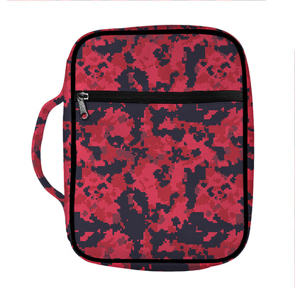 Red And Black Digital Camo Pattern Print Front Pocket Bible Bag