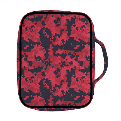 Red And Black Digital Camo Pattern Print Front Pocket Bible Bag