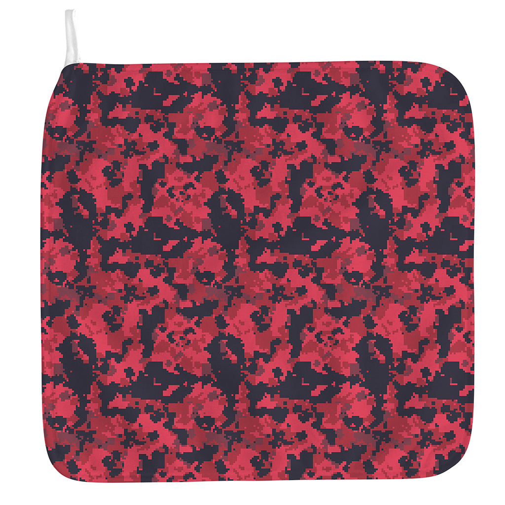 Red And Black Digital Camo Pattern Print Hand Towel