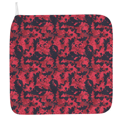 Red And Black Digital Camo Pattern Print Hand Towel