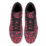 Red And Black Digital Camo Pattern Print High Top Leather Sneakers