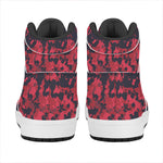 Red And Black Digital Camo Pattern Print High Top Leather Sneakers