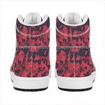 Red And Black Digital Camo Pattern Print High Top Leather Sneakers