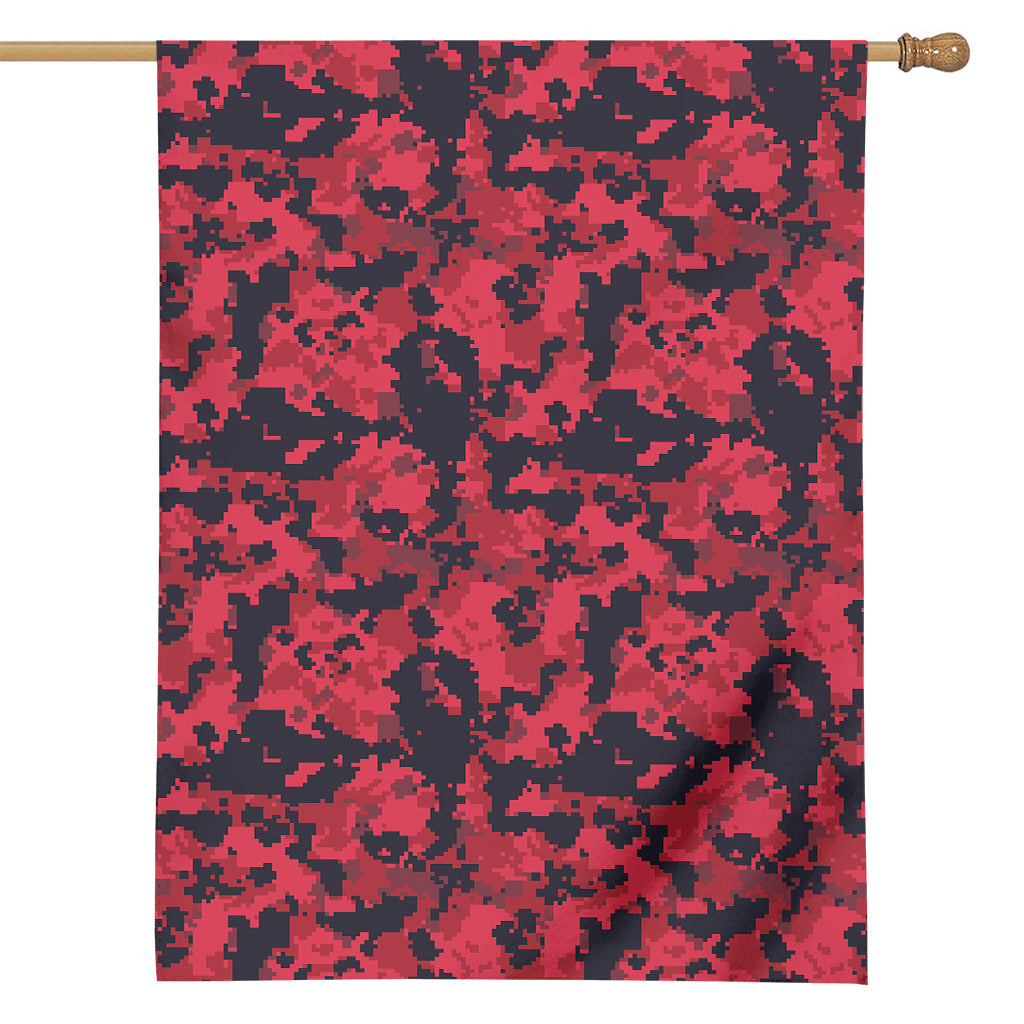 Red And Black Digital Camo Pattern Print House Flag