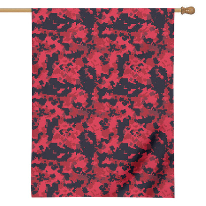 Red And Black Digital Camo Pattern Print House Flag