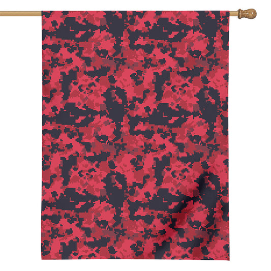 Red And Black Digital Camo Pattern Print House Flag