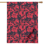 Red And Black Digital Camo Pattern Print House Flag