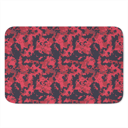 Red And Black Digital Camo Pattern Print Indoor Door Mat
