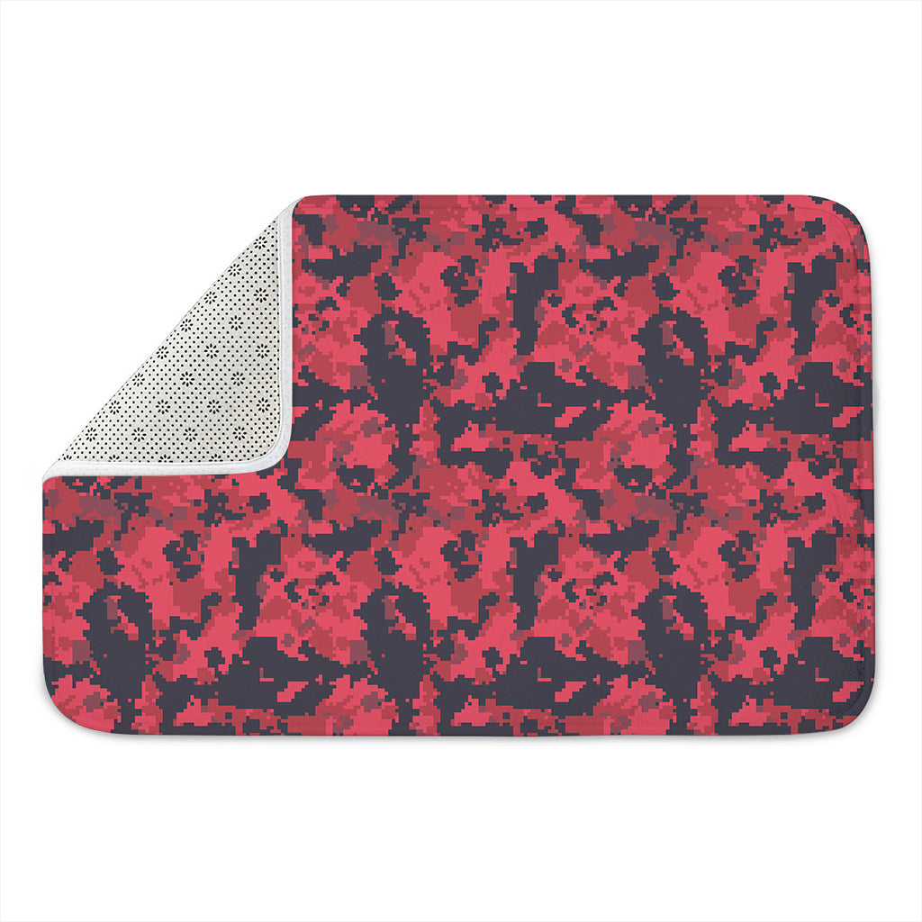 Red And Black Digital Camo Pattern Print Indoor Door Mat